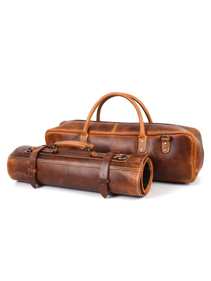 Brown Leather Knife Roll