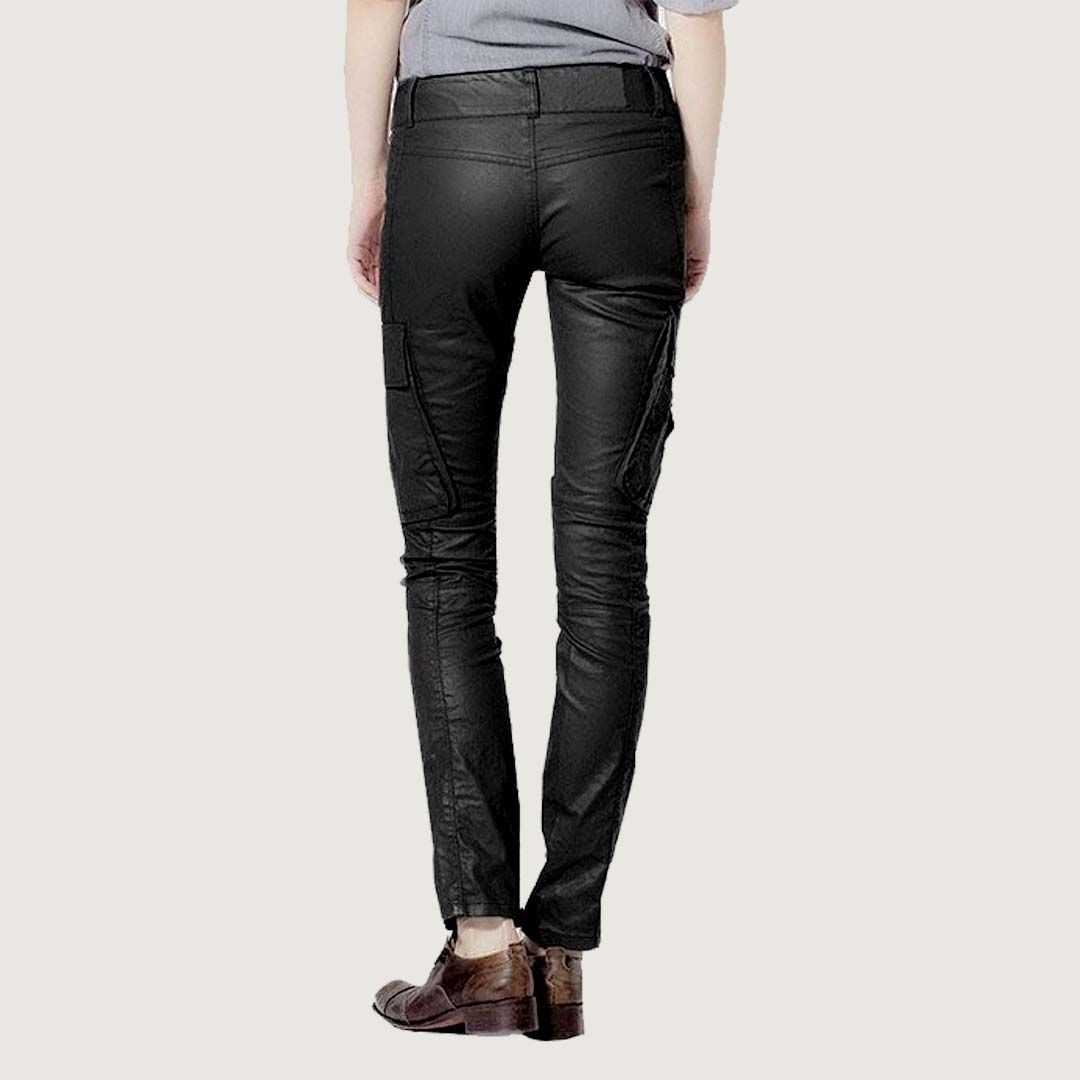 Skinny Black Cargo Leather Pants