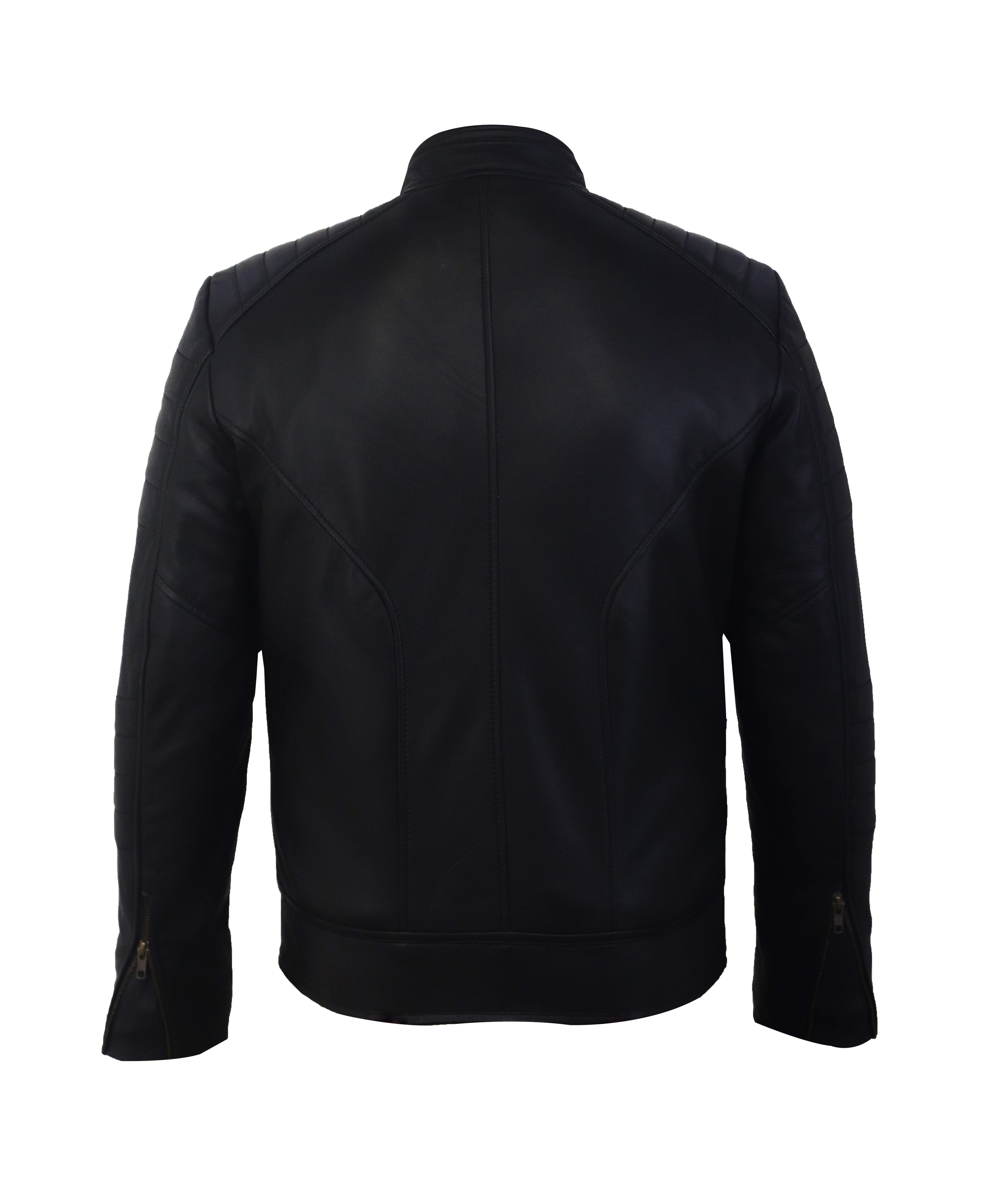 Freaky Mens Black Motorcycle Leather Jacket