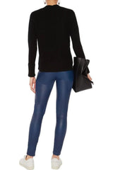 WOMEN'S BLUE FAUX LEATHER PANTS