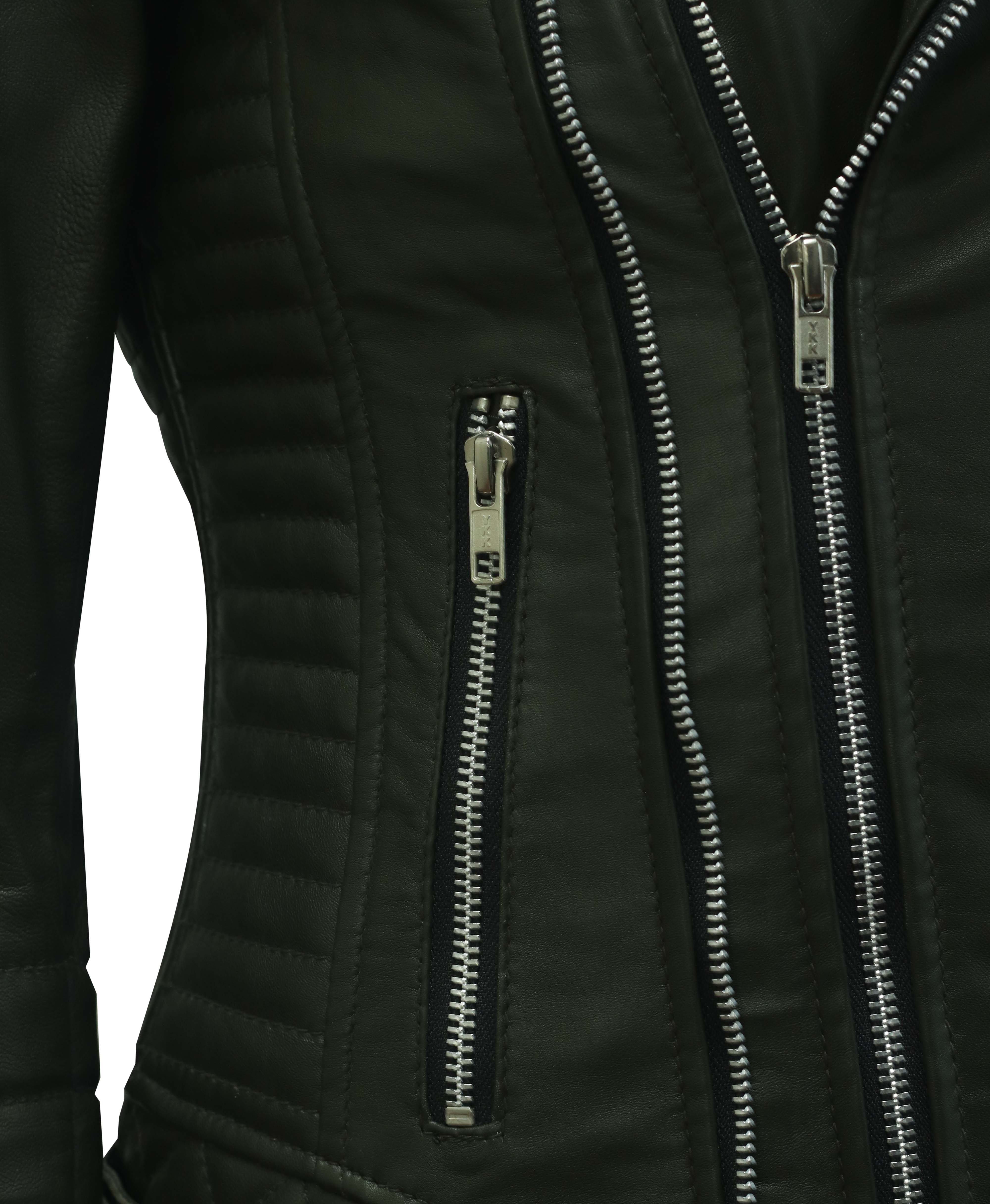 CHARLOTTE BURNT GREEN LEATHER JACKET