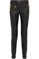 ZIPPER-DETAIL SLIM LEATHER PANTS