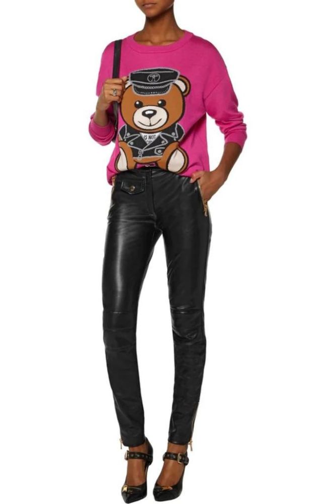ZIPPER-DETAIL SLIM LEATHER PANTS