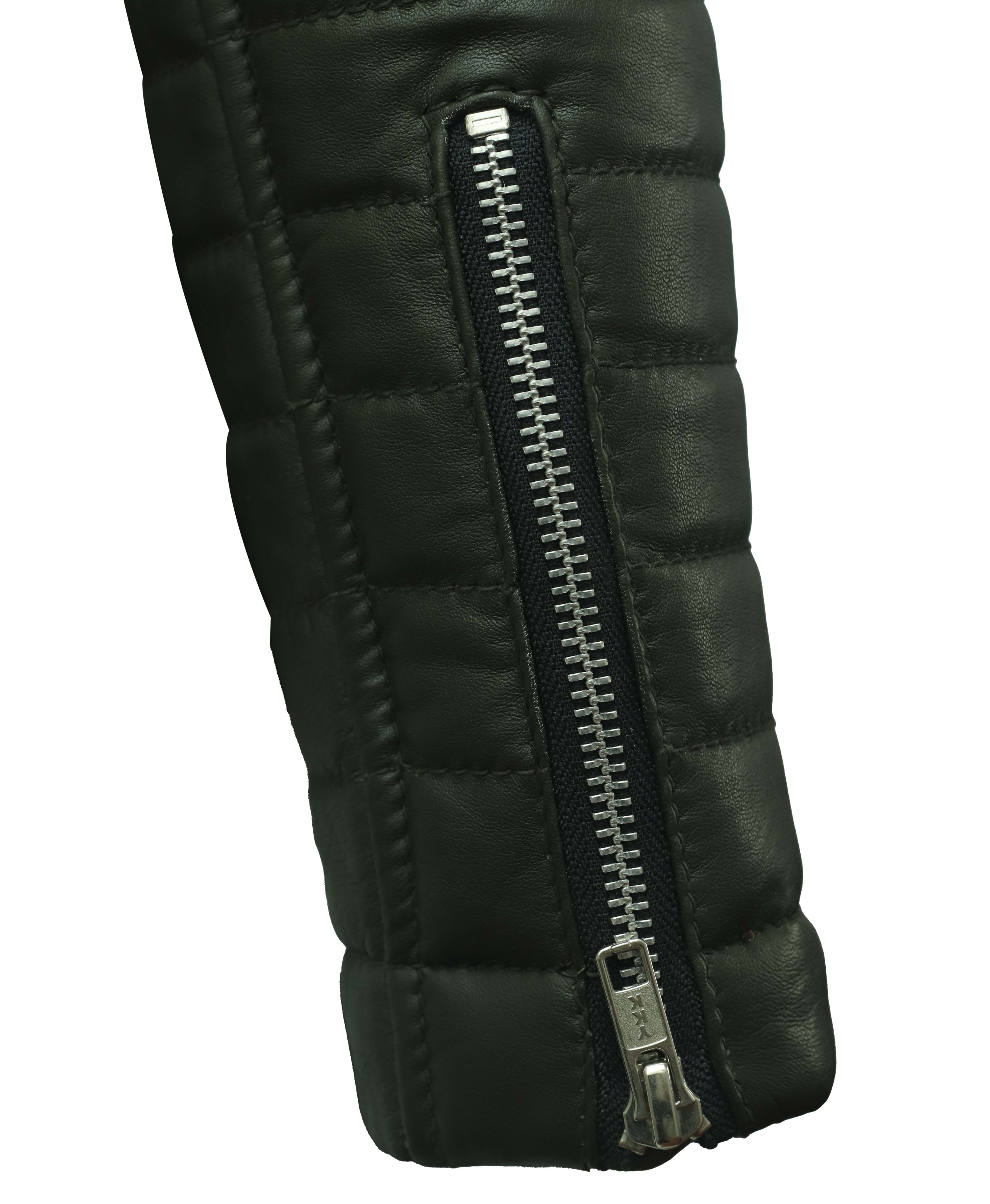 CHARLOTTE BURNT GREEN LEATHER JACKET
