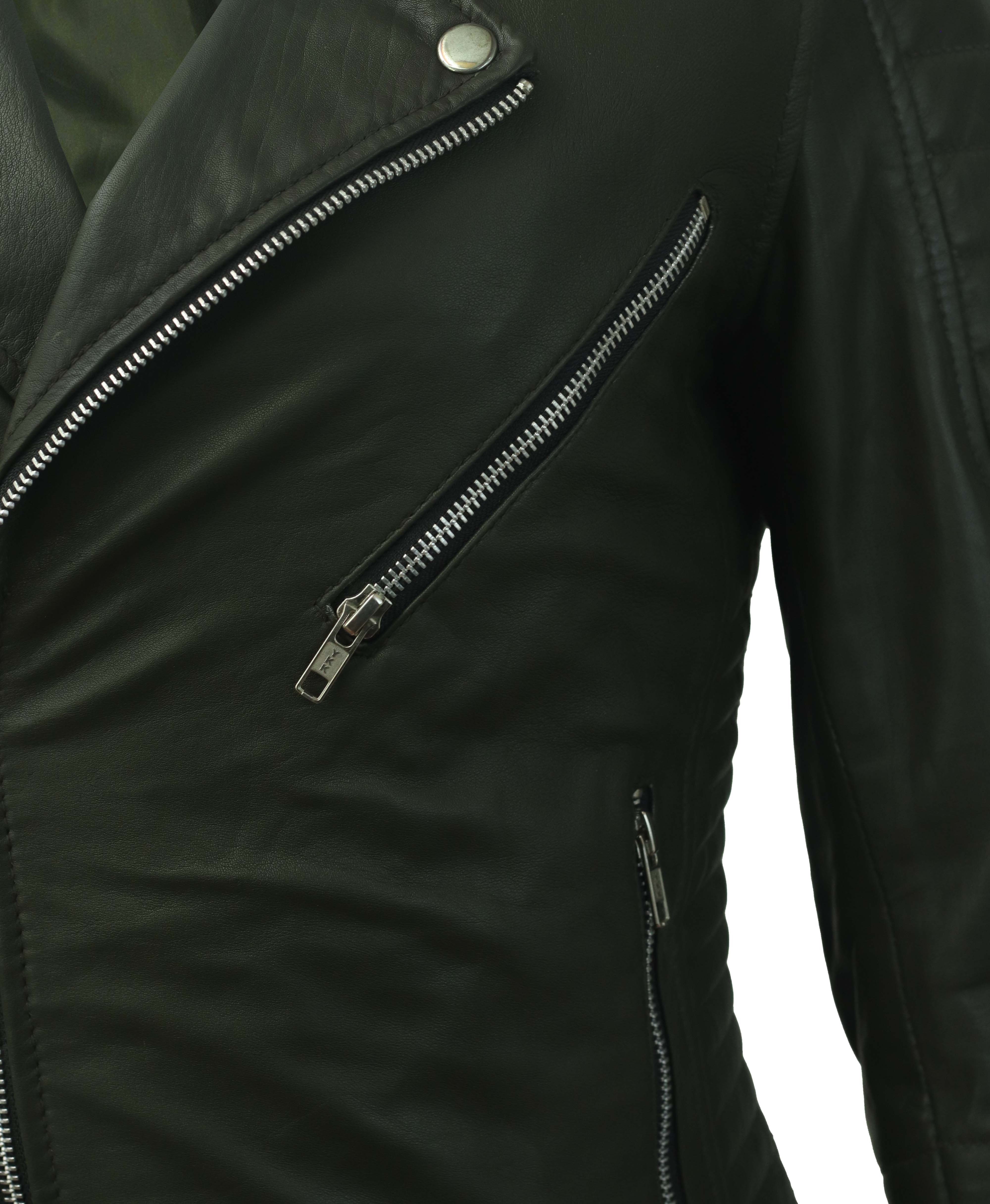 CHARLOTTE BURNT GREEN LEATHER JACKET