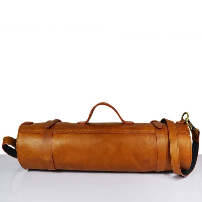 Leather Chef Knife Roll Chestnut 10 Slots