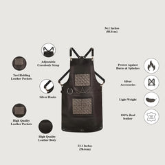 The Bedfordshire Leather Handmade studded bonded Apron Bartender Apron