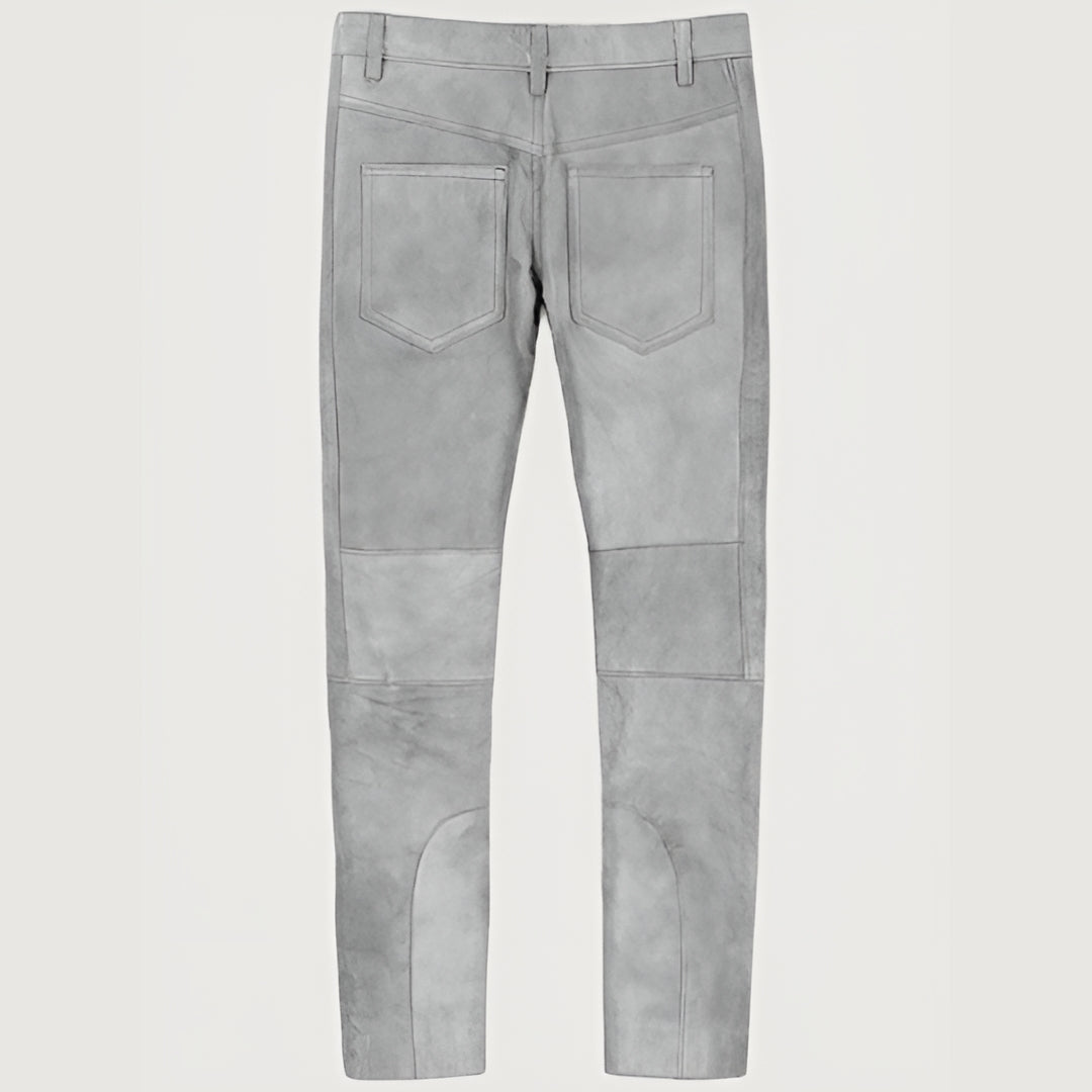 Harbor Gray Leather Biker Jeans
