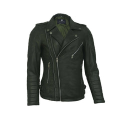 CHARLOTTE BURNT GREEN LEATHER JACKET