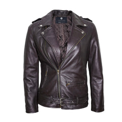 CHARLOTTE BURNT CHARCOAL LEATHER JACKET
