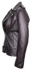 CHARLOTTE BURNT CHARCOAL LEATHER JACKET