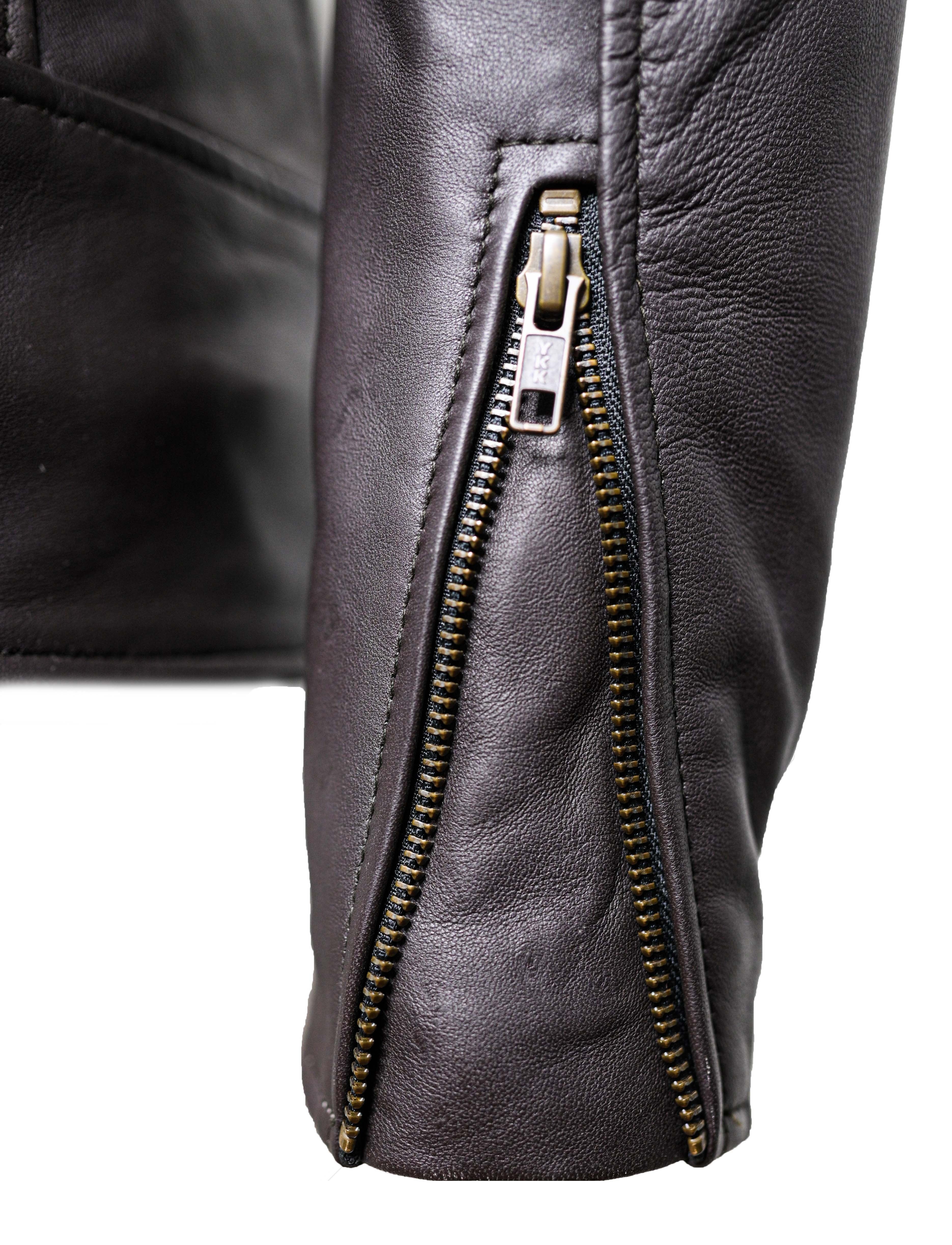CHARLOTTE BURNT CHARCOAL LEATHER JACKET