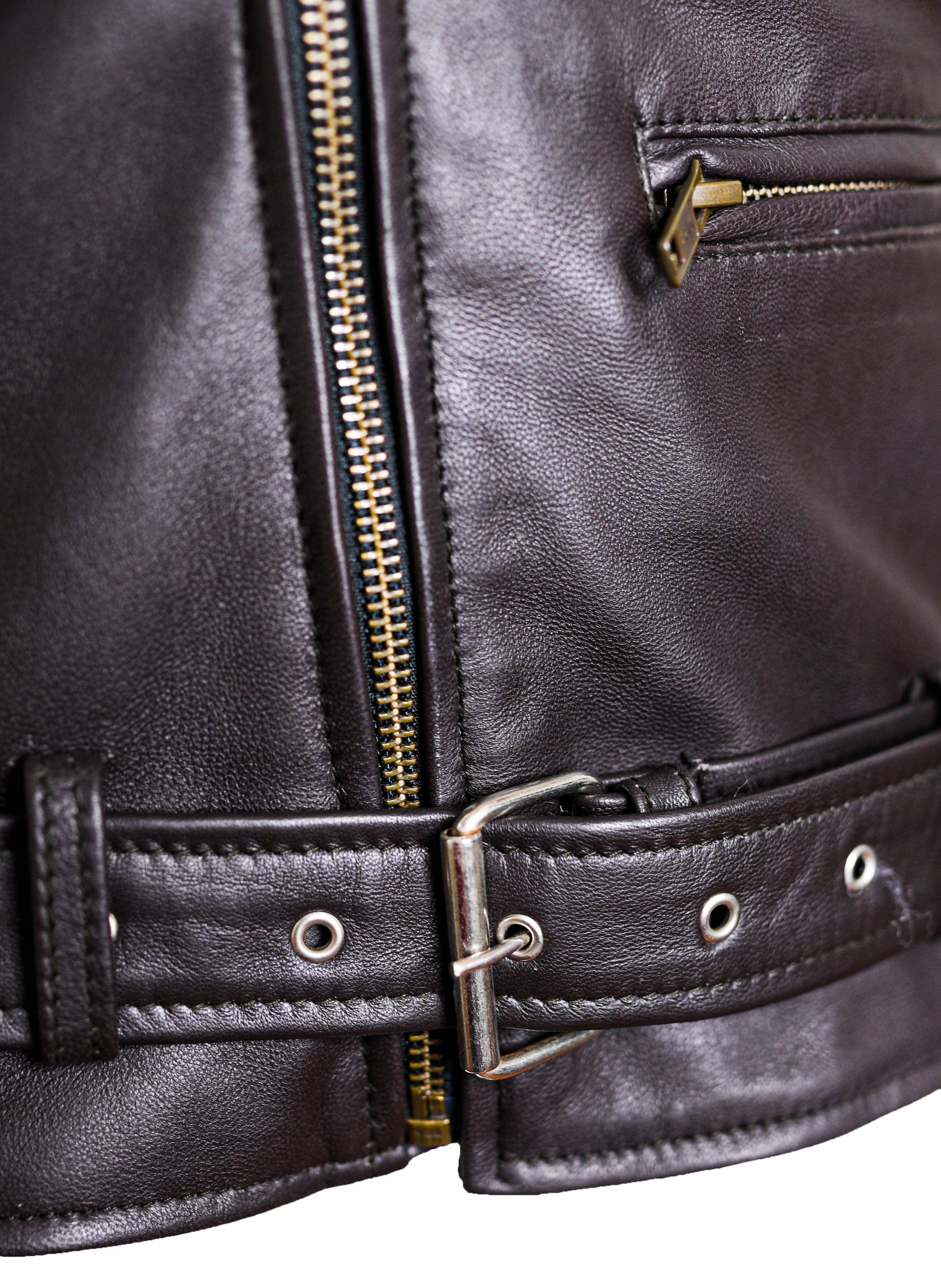 CHARLOTTE BURNT CHARCOAL LEATHER JACKET