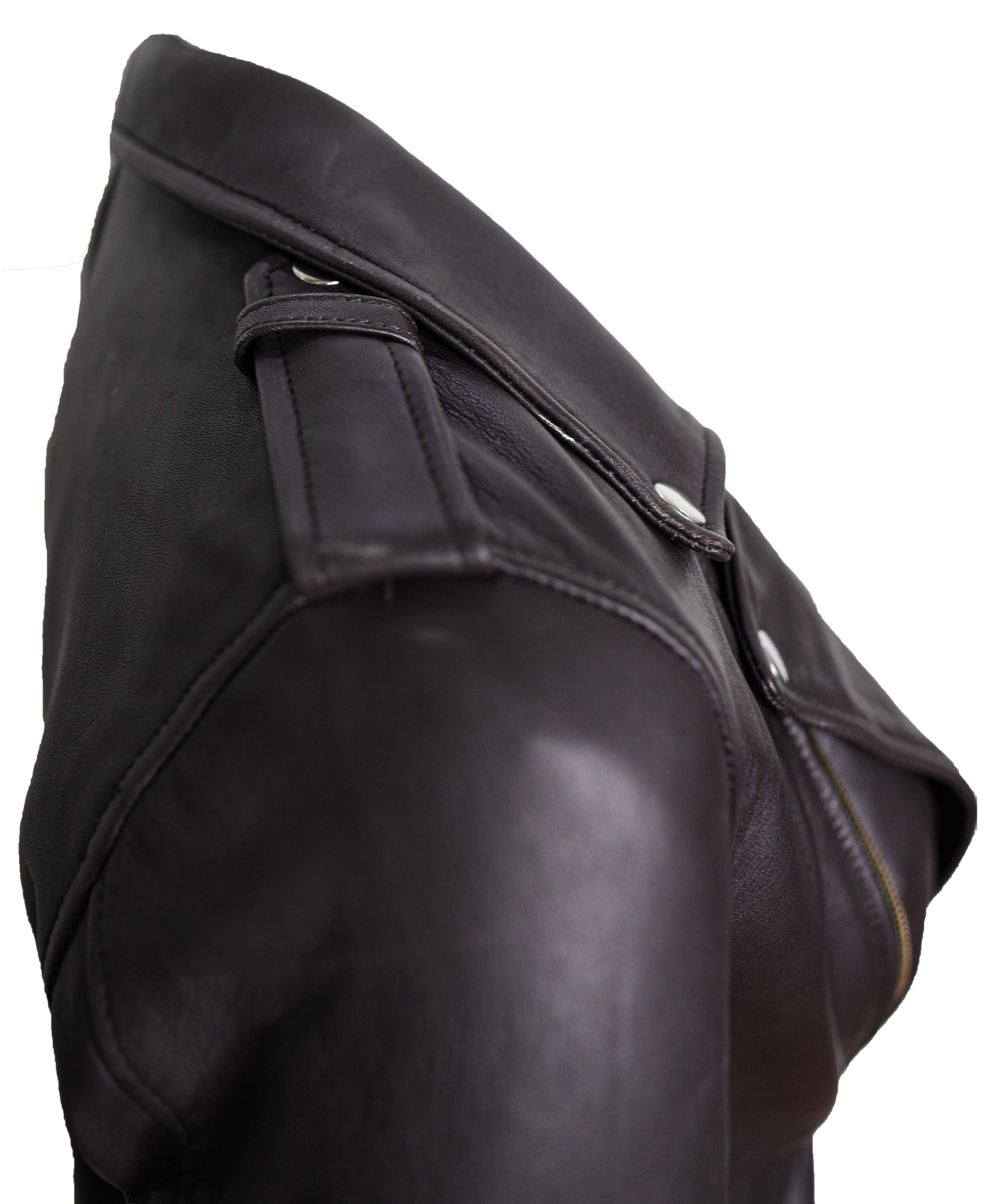 CHARLOTTE BURNT CHARCOAL LEATHER JACKET