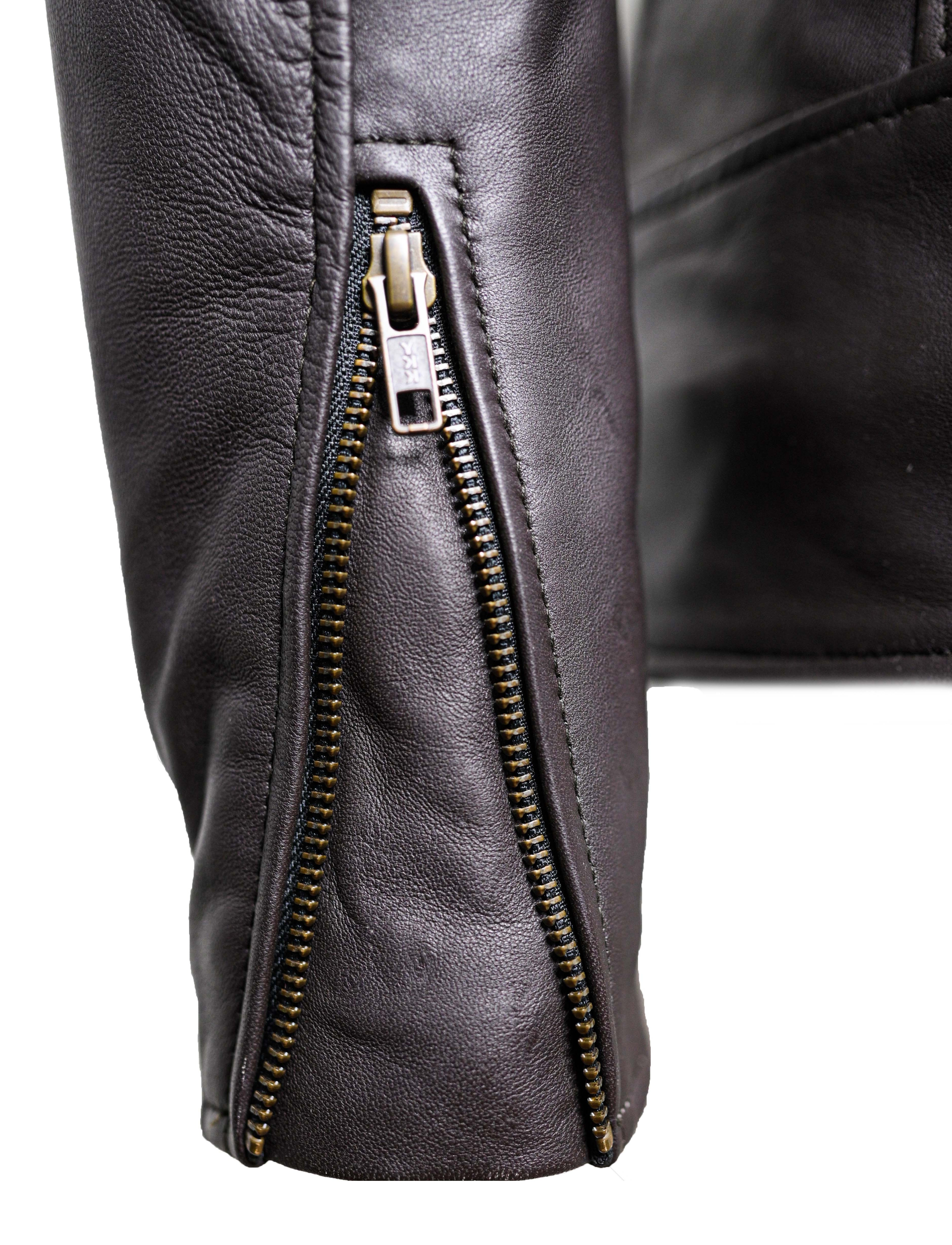 CHARLOTTE BURNT CHARCOAL LEATHER JACKET