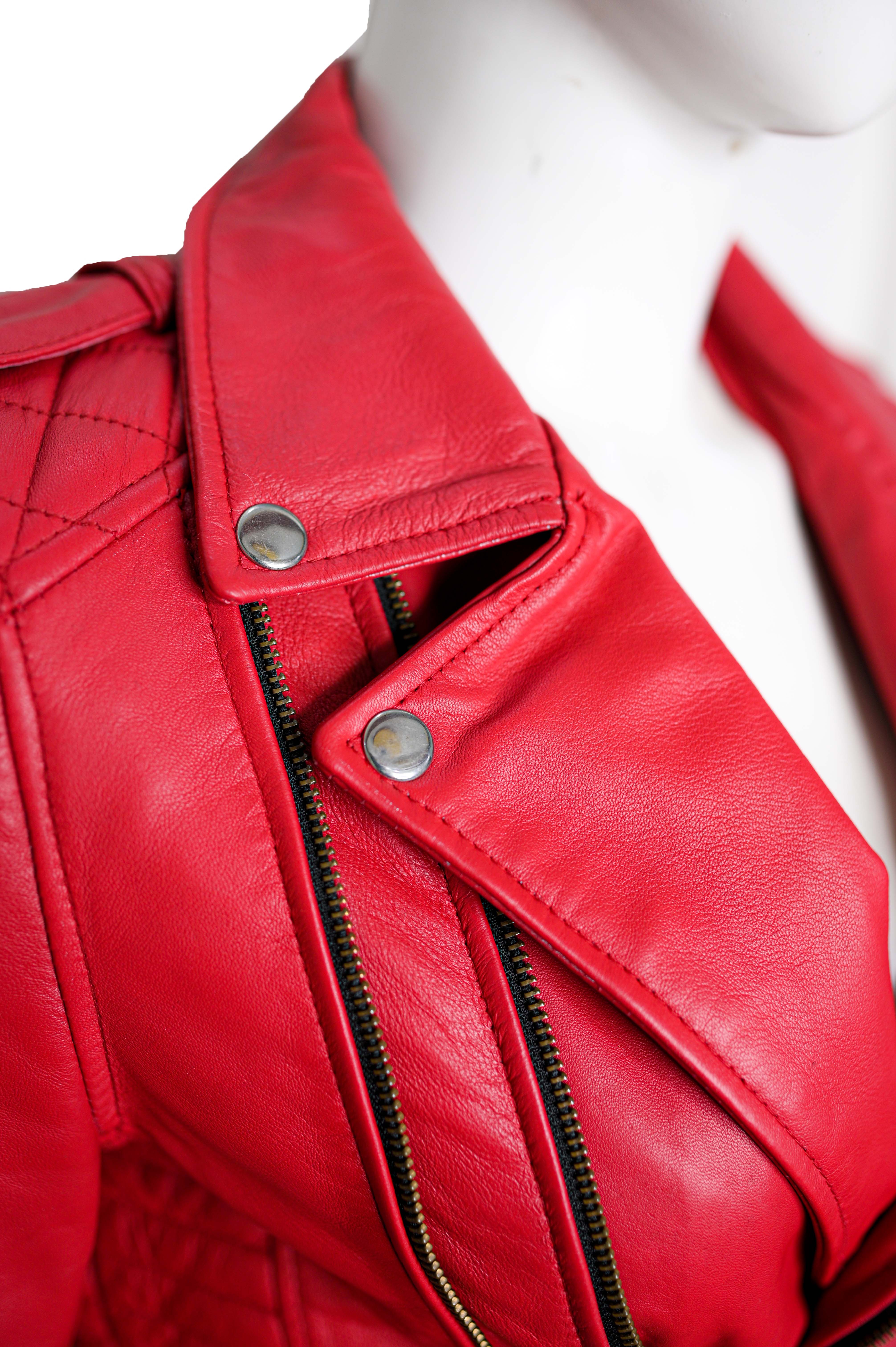 CHARLOTTE RED LEATHER JACKET