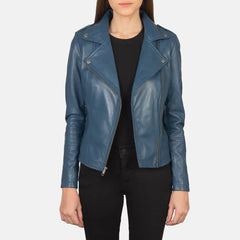 Flashback Blue Leather Biker Jacket