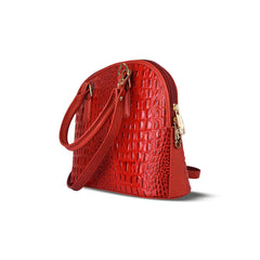 Red Noir Croc Leather Handbag