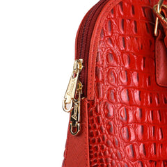 Red Noir Croc Leather Handbag