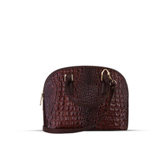 Chocolate Noir Croc Leather Handbag