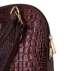 Chocolate Noir Croc Leather Handbag