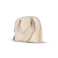 White Noir Croc Leather Handbag