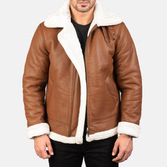 Francis Brown Leather Bomber Jacket