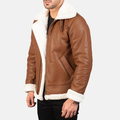 Francis Brown Leather Bomber Jacket