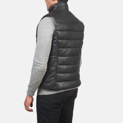 Zipper Ravees Black Leather Vest