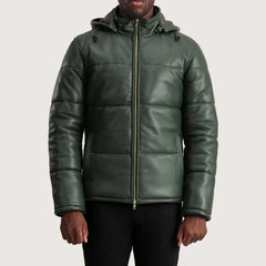Gordon Green Hooded Leather Puffer Jacket