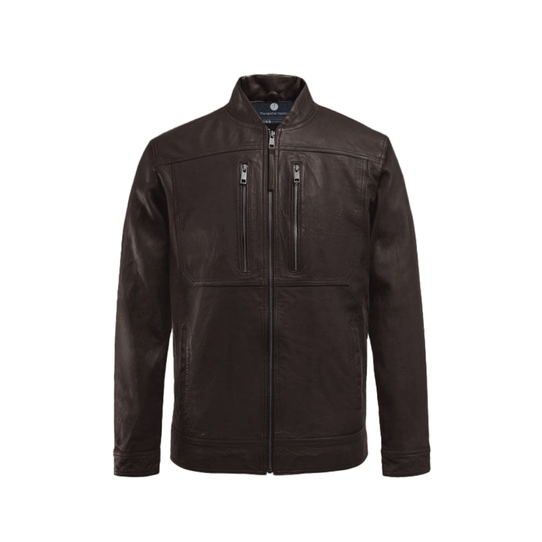 Thunderstorm Brown Biker Leather Jacket
