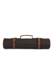 Tourbon Leather Knife Roll - Dark Brown