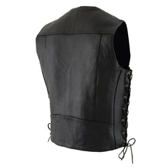 Men's Black Motorcycle Rider Vest - Buffalo Nickel Closure